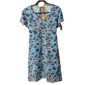 Madewell Dress Blue Rust Flowers Size 00 Dance Party Bridal Shower Baby Shower